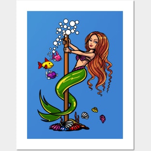 Mermaid Pole Dancing Posters and Art